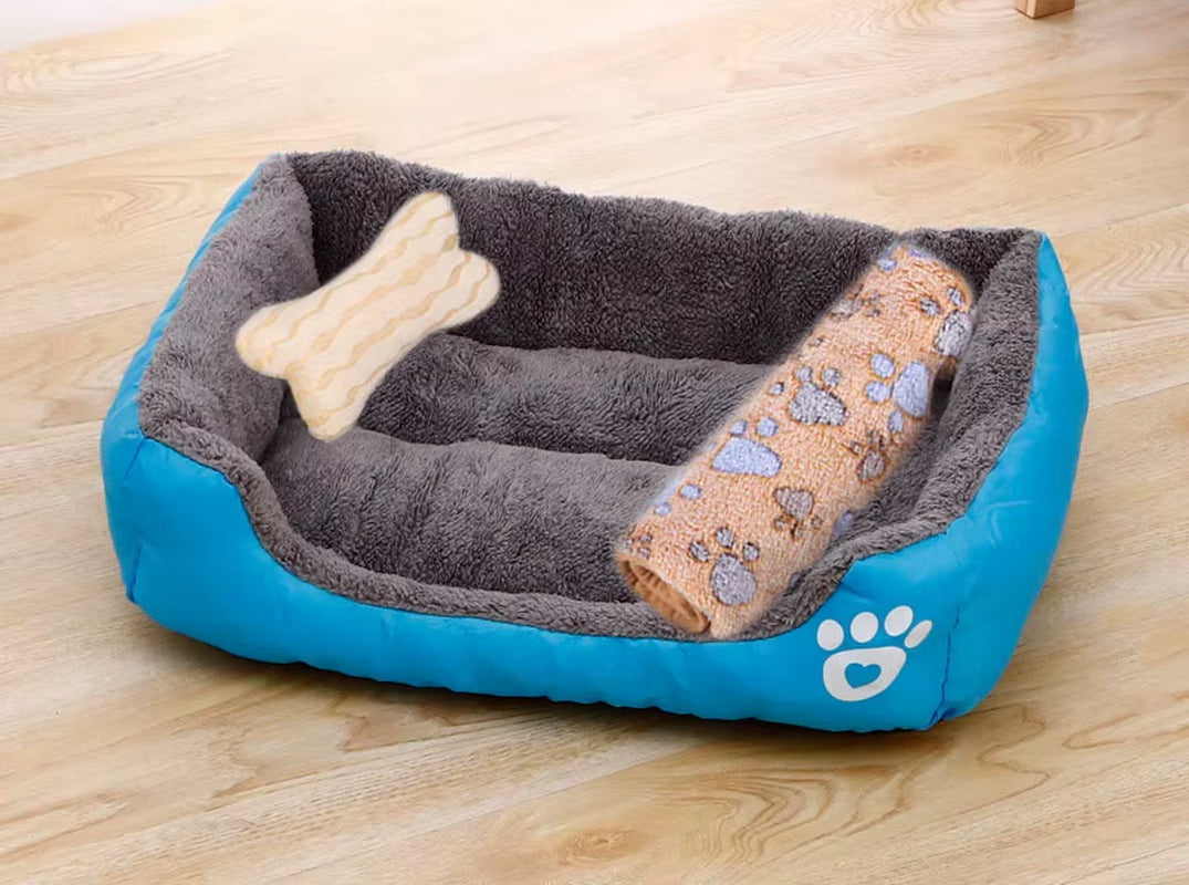 Pet Cat Dog Bed Cozy Square Plush Kennel Puppy Sofa Bed Cushion Pet Product Accessories for Small Medium Animal Doghouse