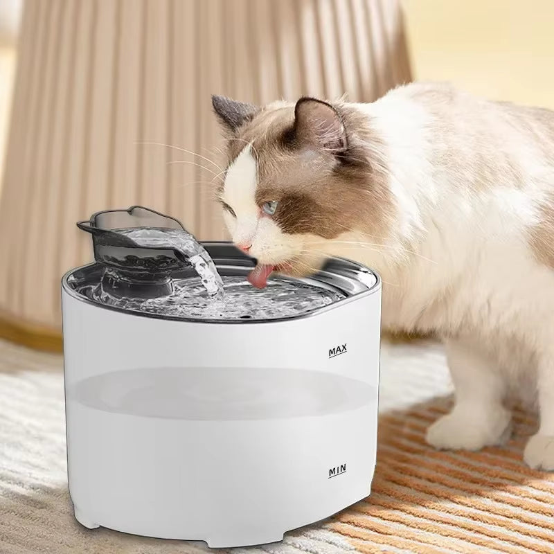 2.2L Electric Pet Cat Water Fountain with Sensor Automatic Pet Water Dispenser with Recirculating Filtration System Cat Bowl