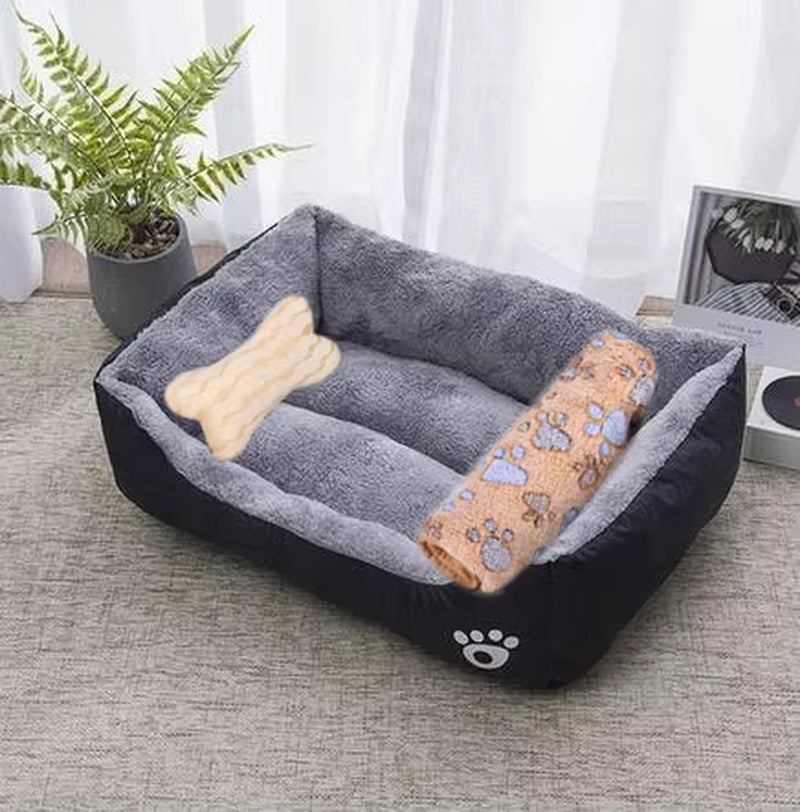 Pet Cat Dog Bed Cozy Square Plush Kennel Puppy Sofa Bed Cushion Pet Product Accessories for Small Medium Animal Doghouse