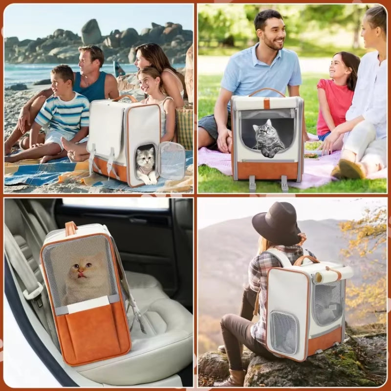 Large Capacity Cat Bag Portable Pet Outdoor Backpack Airflow Design Pet Anti-Escape Foldable Waterproof Material Pet Backpack