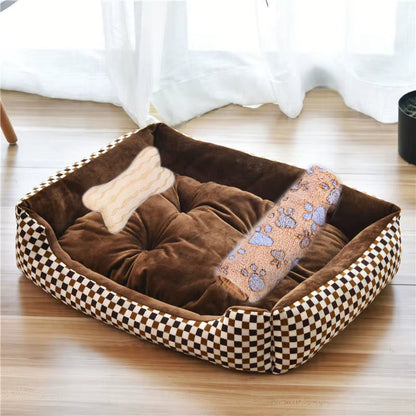 Pet Cat Dog Bed Cozy Square Plush Kennel Puppy Sofa Bed Cushion Pet Product Accessories for Small Medium Animal Doghouse