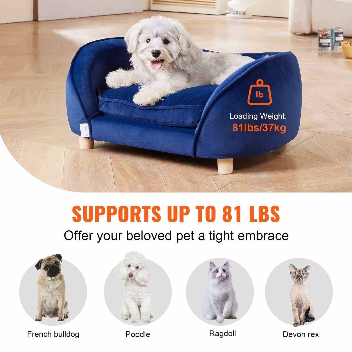 Pet Sofa Dog Couch for Medium-Sized Dogs and Cats Soft Velvety Dog Sofa Bed for Living Room Bedroom Pet Store or Clinic