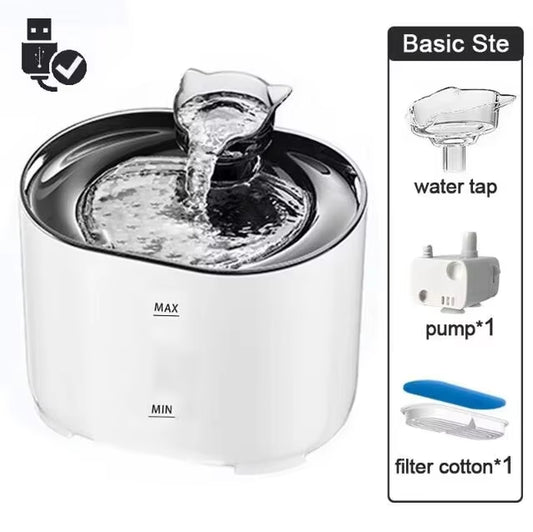 2.2L Electric Pet Cat Water Fountain with Sensor Automatic Pet Water Dispenser with Recirculating Filtration System Cat Bowl