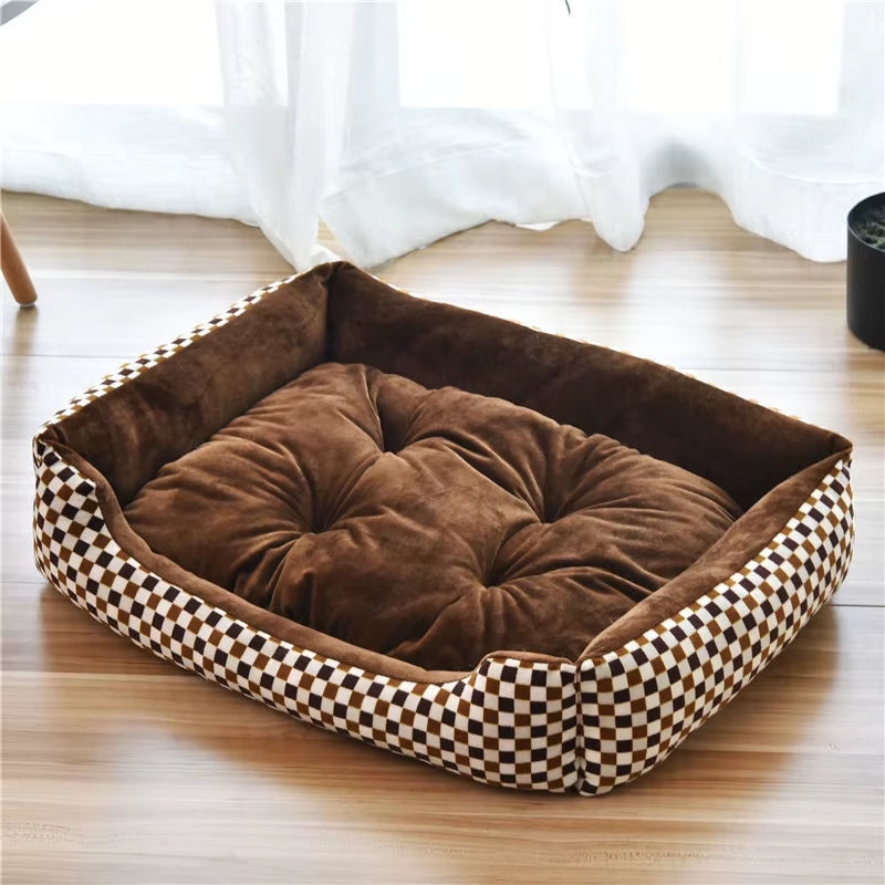 Pet Cat Dog Bed Cozy Square Plush Kennel Puppy Sofa Bed Cushion Pet Product Accessories for Small Medium Animal Doghouse