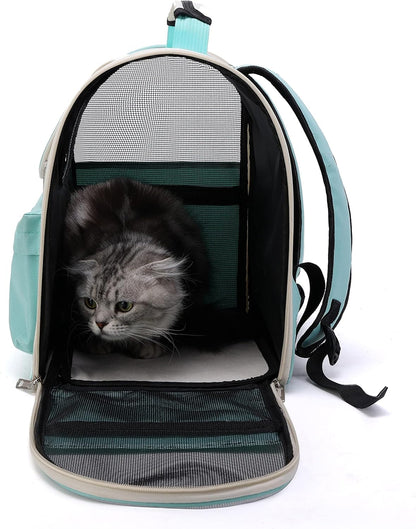 Pet Cute Foldable Capsule Backpack for Small, Medium Cats, Puppies, Dogs, Transparent, Breathable, Heat Resistant Carry Bag for Travel, Hiking, Camping (Purple)