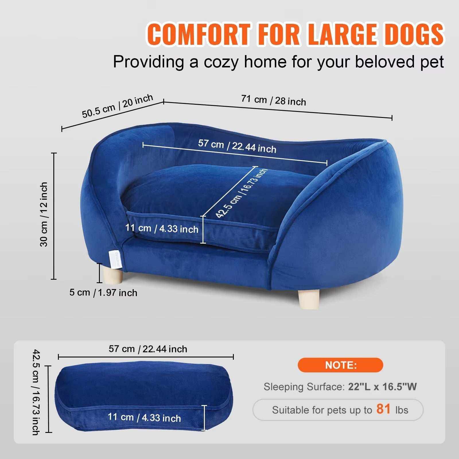 Pet Sofa Dog Couch for Medium-Sized Dogs and Cats Soft Velvety Dog Sofa Bed for Living Room Bedroom Pet Store or Clinic
