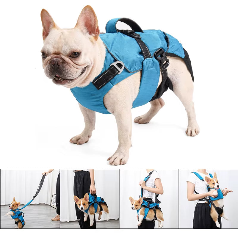 4-In-1 Function Dog Chest Backpack Breathable Reflective Dog Harness with Walking Lead Outdoor Puppy Handbag Pet Harness Carrier