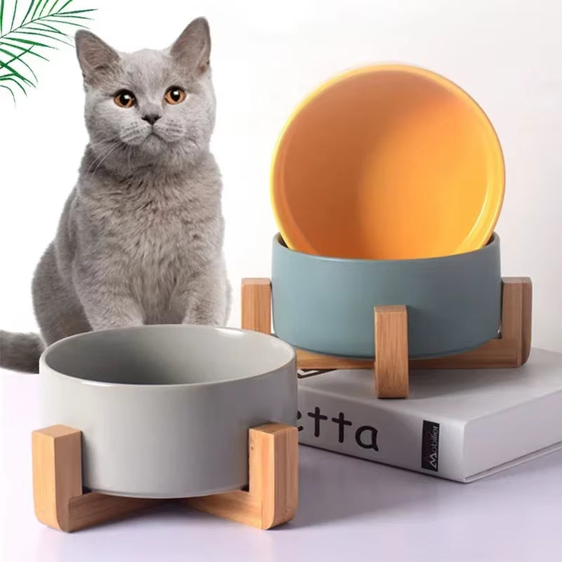 Self-Assembly Ceramic Double Cat Bowl Dog Bowl 400ML Pet Feeding Water Bowl Cat Puppy Feeder Product Suppliesfood Water Bowls
