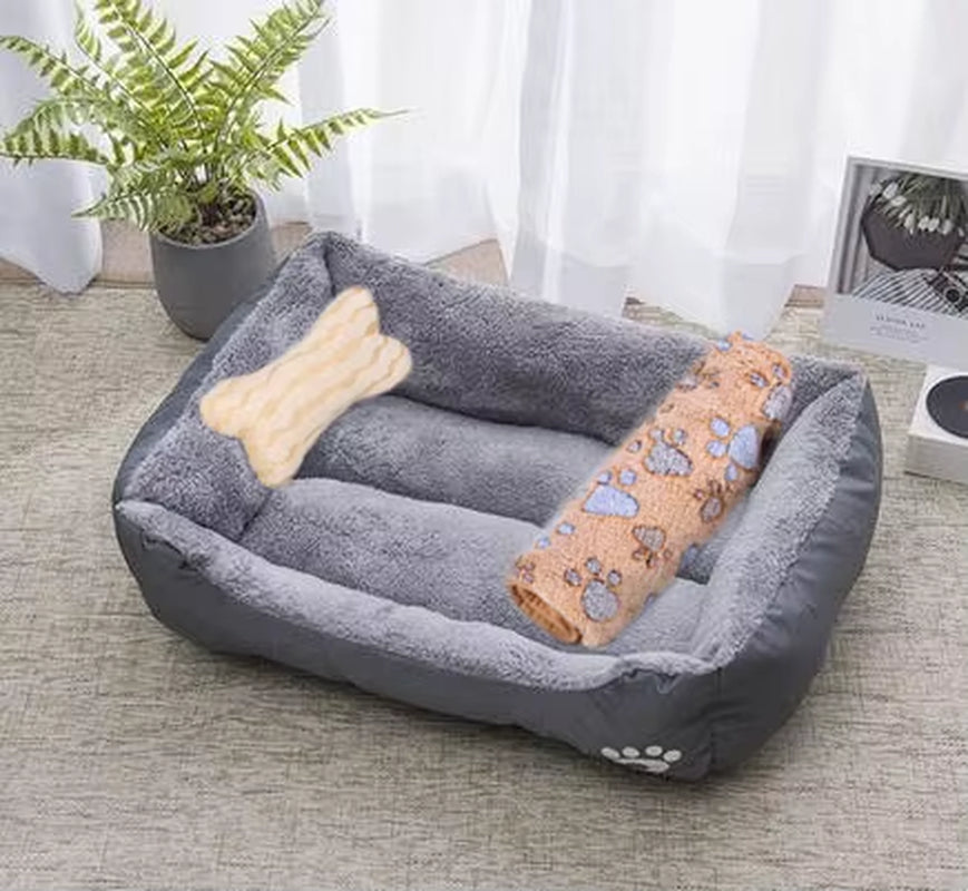 Pet Cat Dog Bed Cozy Square Plush Kennel Puppy Sofa Bed Cushion Pet Product Accessories for Small Medium Animal Doghouse