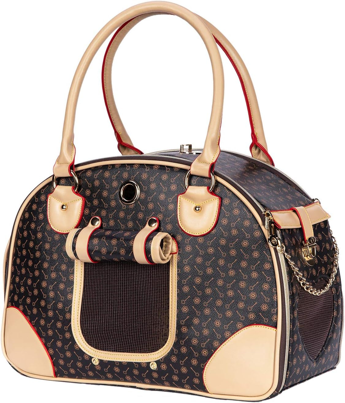 Luxury Pet Carrier, Puppy Small Dog Carrier, Cat Carrier Bag, Waterproof Premium PU Leather Carrying Handbag for Outdoor Travel Walking Hiking Shopping