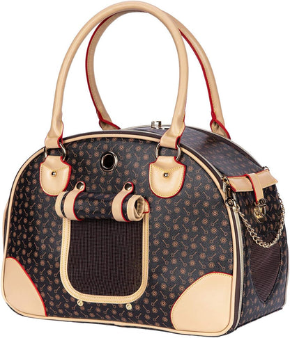 Luxury Pet Carrier, Puppy Small Dog Carrier, Cat Carrier Bag, Waterproof Premium PU Leather Carrying Handbag for Outdoor Travel Walking Hiking Shopping