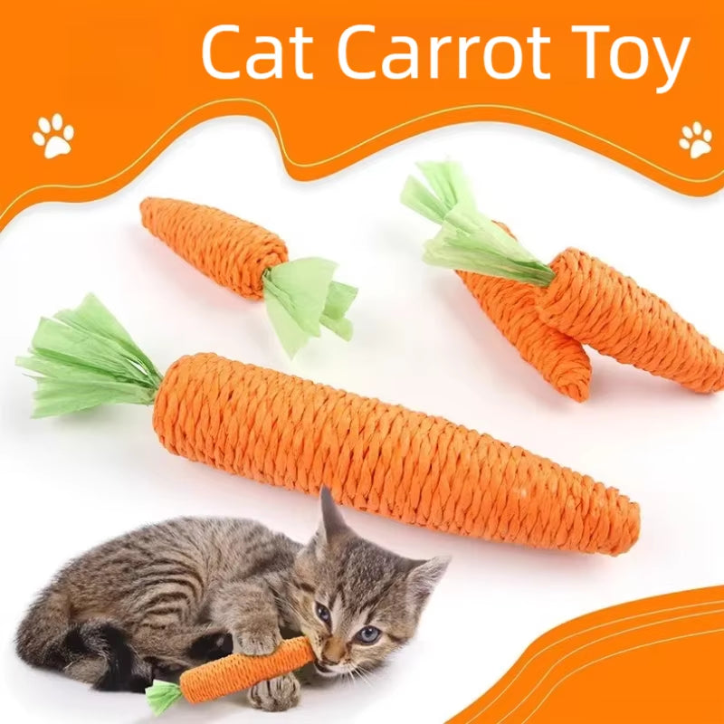 Carrot Shaped Cat Toy Sound Teasing Stick Unboring Molar Bite Resistant Cat Scratch Board Pet Product