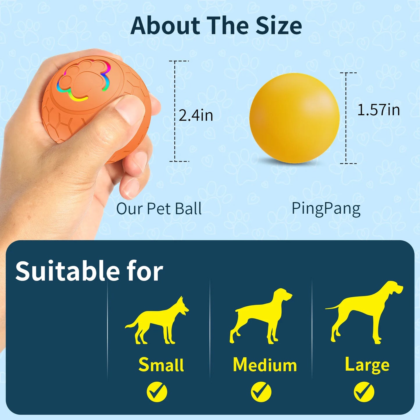 Smart Dog Toy Ball Electronic Interactive Pet Toy Ball USB Automatic Bouncing Rolling Toy Ball with RGB Lights Puppy Cat Product