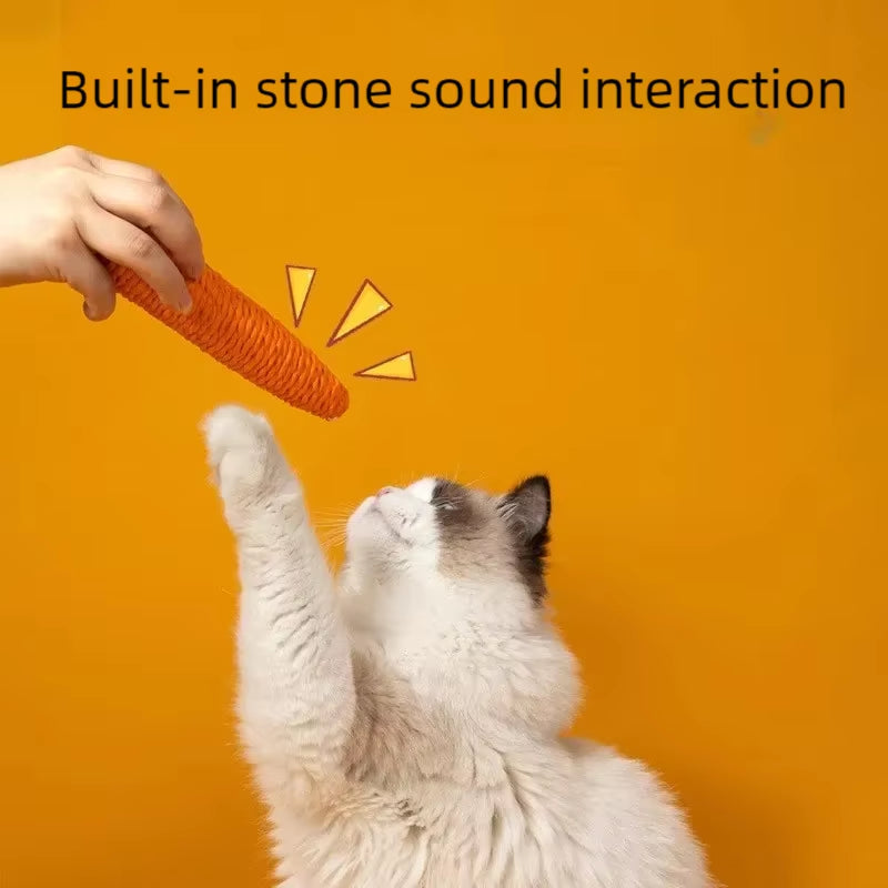Carrot Shaped Cat Toy Sound Teasing Stick Unboring Molar Bite Resistant Cat Scratch Board Pet Product