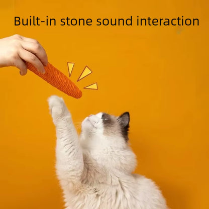 Carrot Shaped Cat Toy Sound Teasing Stick Unboring Molar Bite Resistant Cat Scratch Board Pet Product