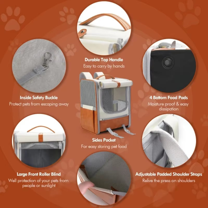 Large Capacity Cat Bag Portable Pet Outdoor Backpack Airflow Design Pet Anti-Escape Foldable Waterproof Material Pet Backpack
