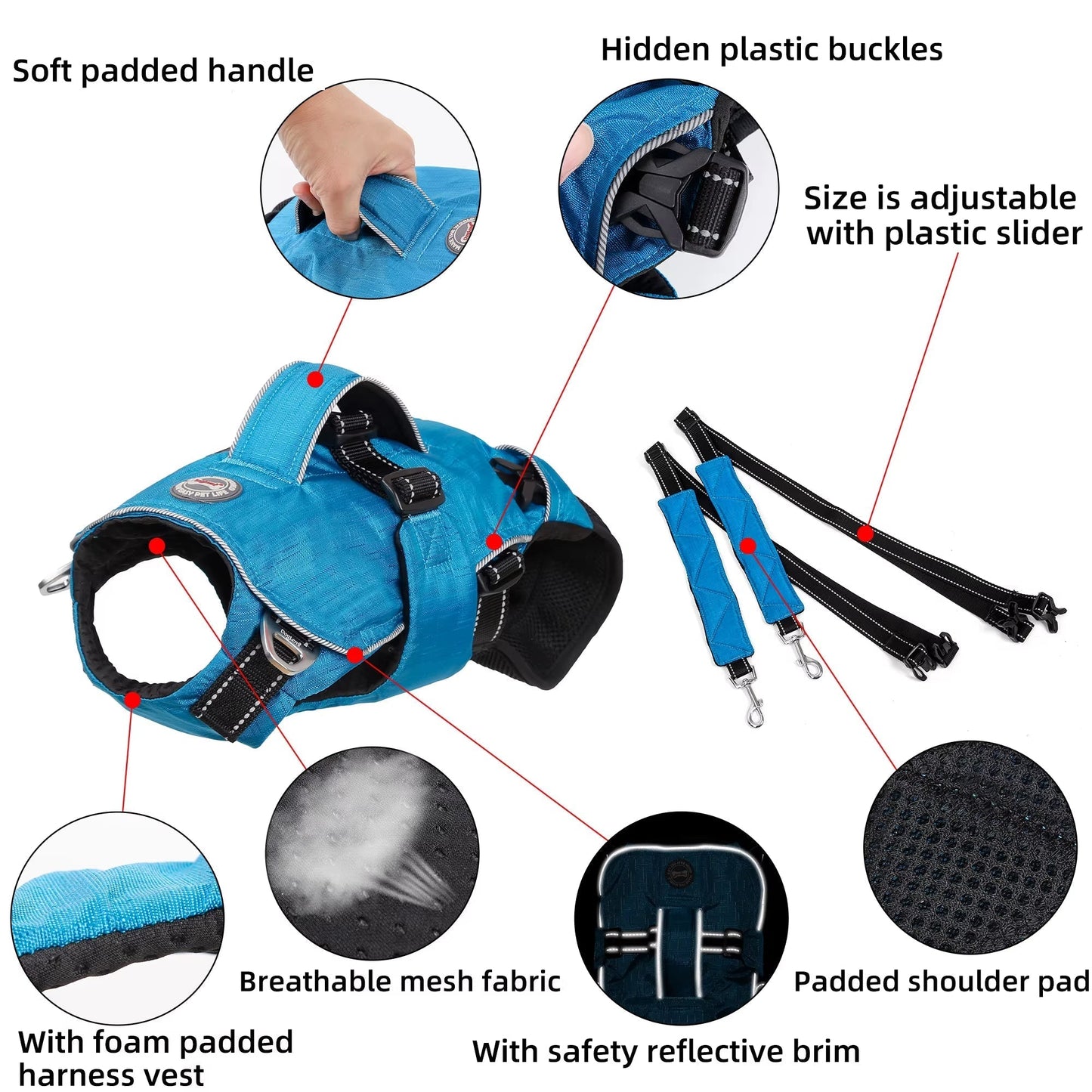 4-In-1 Function Dog Chest Backpack Breathable Reflective Dog Harness with Walking Lead Outdoor Puppy Handbag Pet Harness Carrier