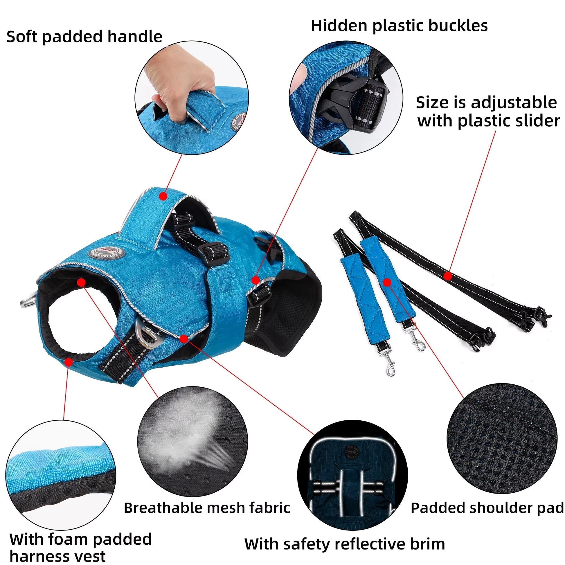 4-In-1 Function Dog Chest Backpack Breathable Reflective Dog Harness with Walking Lead Outdoor Puppy Handbag Pet Harness Carrier