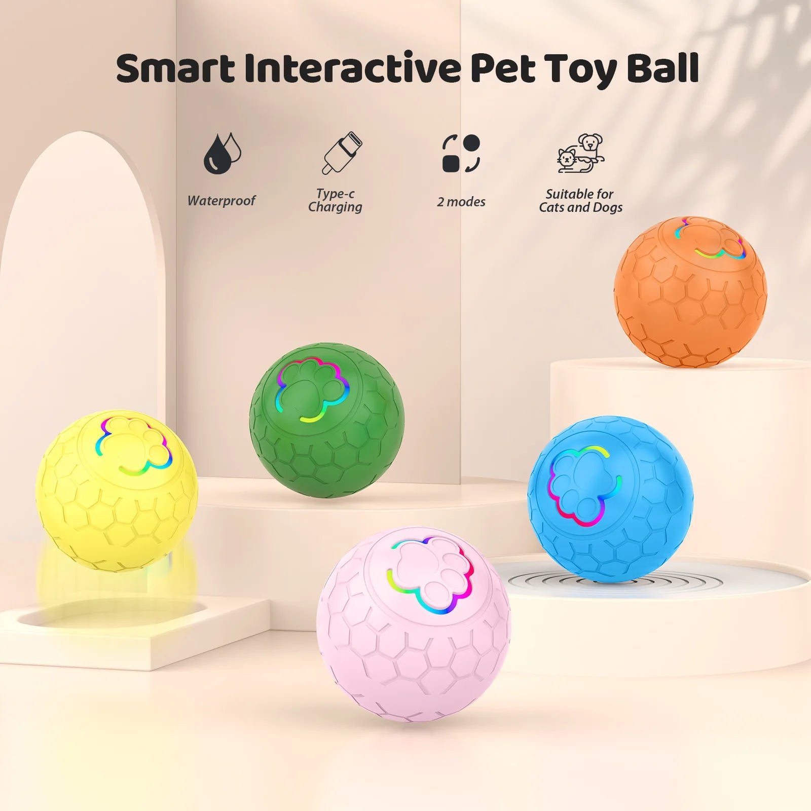 Smart Dog Toy Ball Electronic Interactive Pet Toy Ball USB Automatic Bouncing Rolling Toy Ball with RGB Lights Puppy Cat Product