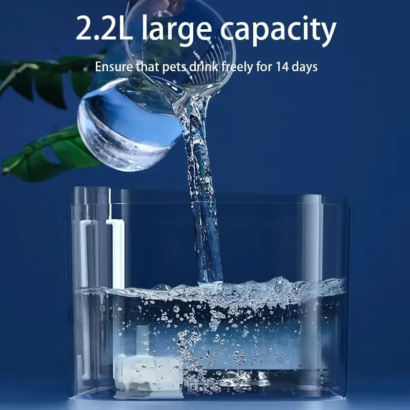 2.2L Electric Pet Cat Water Fountain with Sensor Automatic Pet Water Dispenser with Recirculating Filtration System Cat Bowl