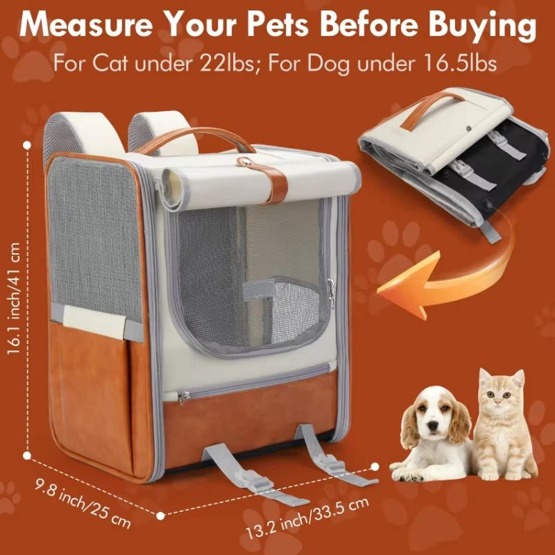 Large Capacity Cat Bag Portable Pet Outdoor Backpack Airflow Design Pet Anti-Escape Foldable Waterproof Material Pet Backpack