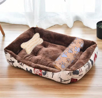 Pet Cat Dog Bed Cozy Square Plush Kennel Puppy Sofa Bed Cushion Pet Product Accessories for Small Medium Animal Doghouse