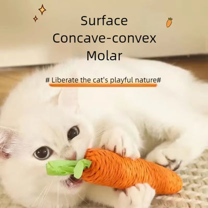 Carrot Shaped Cat Toy Sound Teasing Stick Unboring Molar Bite Resistant Cat Scratch Board Pet Product