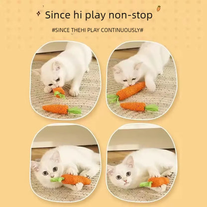 Carrot Shaped Cat Toy Sound Teasing Stick Unboring Molar Bite Resistant Cat Scratch Board Pet Product