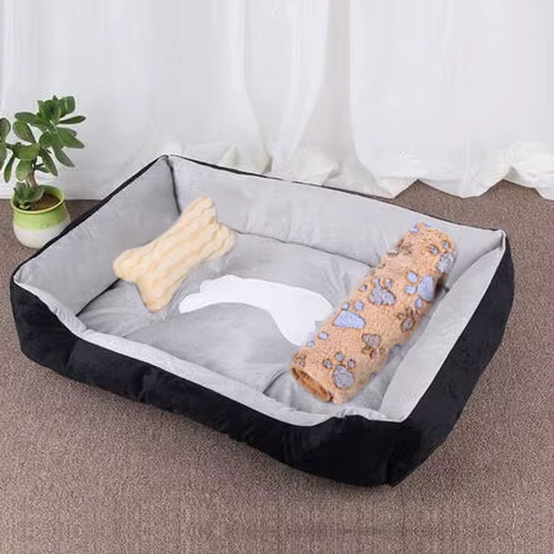 Pet Cat Dog Bed Cozy Square Plush Kennel Puppy Sofa Bed Cushion Pet Product Accessories for Small Medium Animal Doghouse