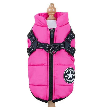 Pet Dog Coat with Harness Winter Cat Waterproof Coat Zipper Dog Jacket with Reflective Harness for Smal Medium Large Dogs