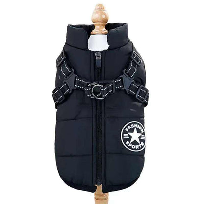 Pet Dog Coat with Harness Winter Cat Waterproof Coat Zipper Dog Jacket with Reflective Harness for Smal Medium Large Dogs