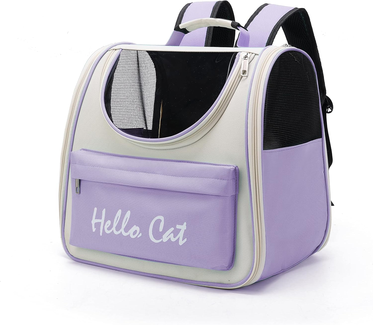 Pet Cute Foldable Capsule Backpack for Small, Medium Cats, Puppies, Dogs, Transparent, Breathable, Heat Resistant Carry Bag for Travel, Hiking, Camping (Purple)