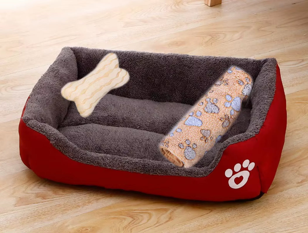 Pet Cat Dog Bed Cozy Square Plush Kennel Puppy Sofa Bed Cushion Pet Product Accessories for Small Medium Animal Doghouse