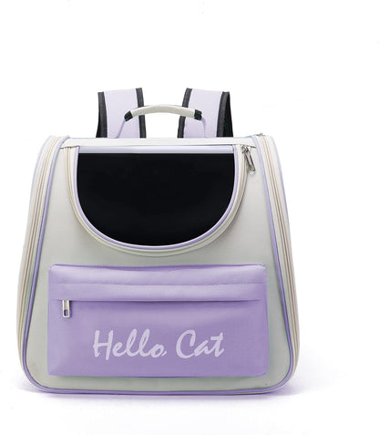 Pet Cute Foldable Capsule Backpack for Small, Medium Cats, Puppies, Dogs, Transparent, Breathable, Heat Resistant Carry Bag for Travel, Hiking, Camping (Purple)