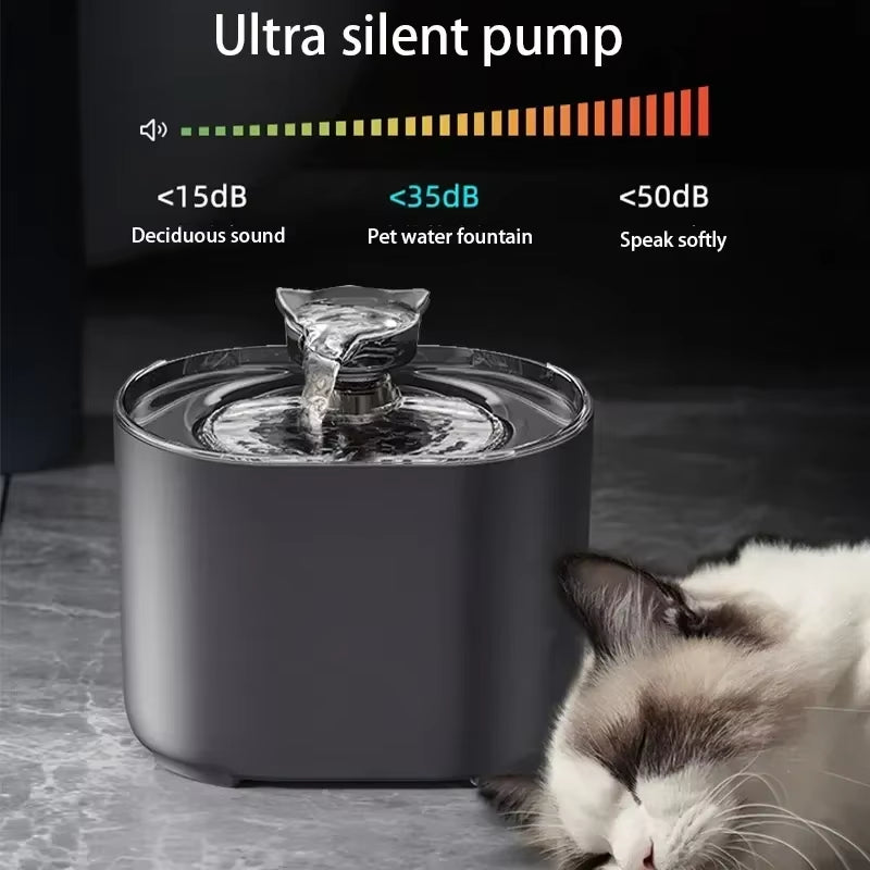 2.2L Electric Pet Cat Water Fountain with Sensor Automatic Pet Water Dispenser with Recirculating Filtration System Cat Bowl