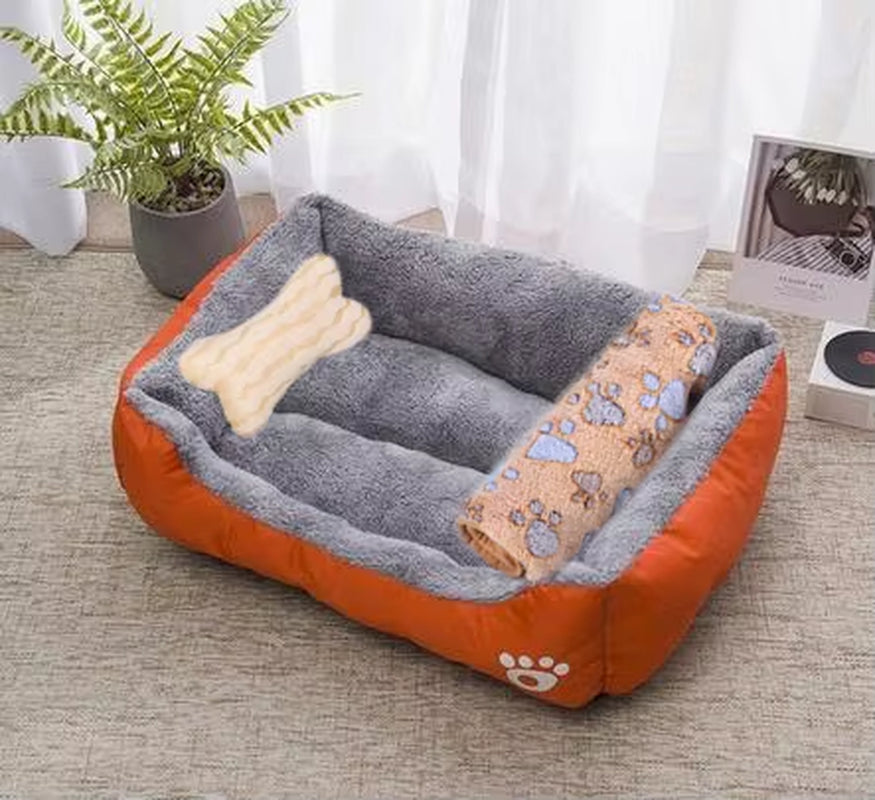 Pet Cat Dog Bed Cozy Square Plush Kennel Puppy Sofa Bed Cushion Pet Product Accessories for Small Medium Animal Doghouse