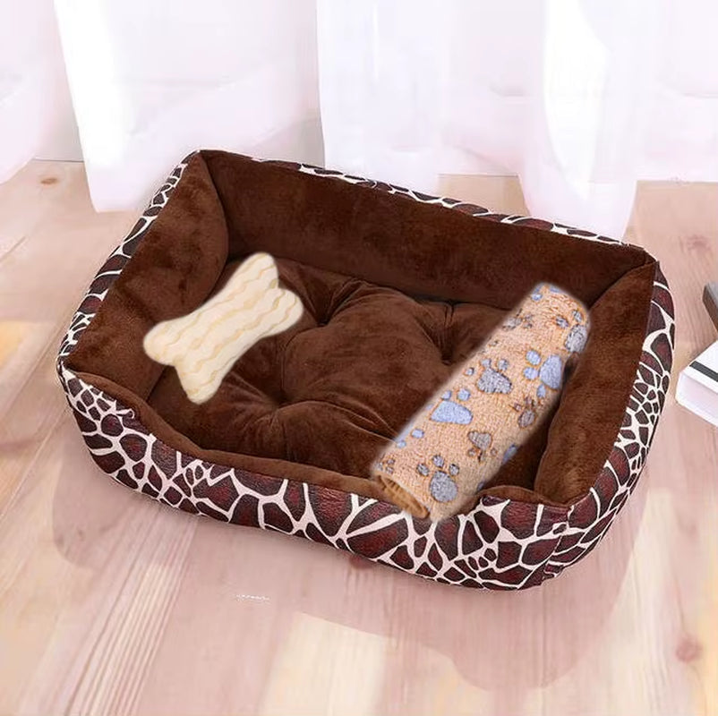 Pet Cat Dog Bed Cozy Square Plush Kennel Puppy Sofa Bed Cushion Pet Product Accessories for Small Medium Animal Doghouse