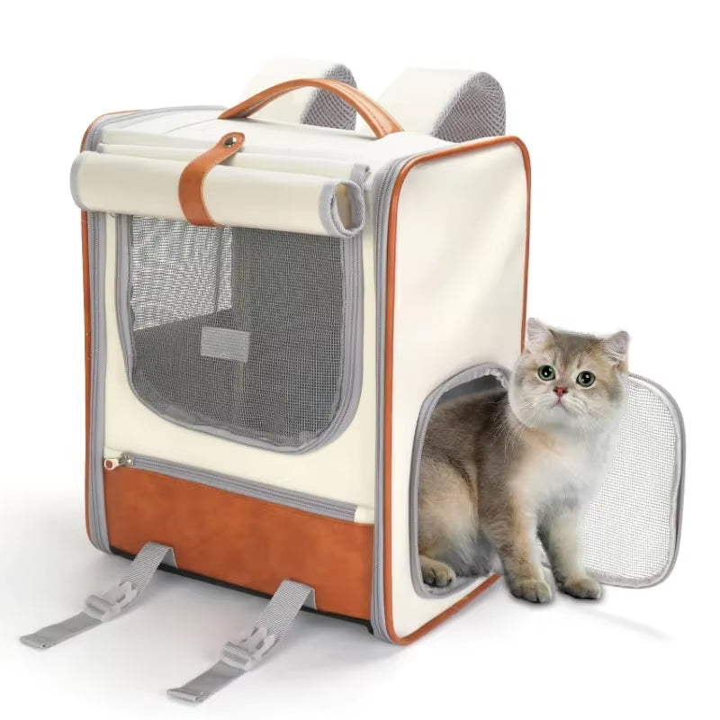 Large Capacity Cat Bag Portable Pet Outdoor Backpack Airflow Design Pet Anti-Escape Foldable Waterproof Material Pet Backpack